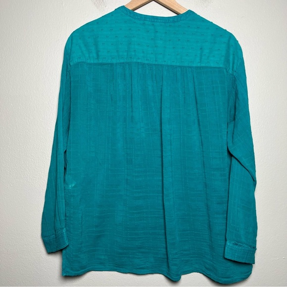 Pilcro Anthropologie Women Top Small Teal Blue Peasant Boho Mila Draped - Picture 9 of 10